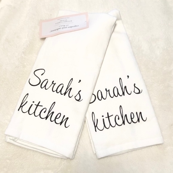 Cupcakes Cashmere Kitchen Set Of 2 Personalized Sarahs Kitchen Towels Poshmark